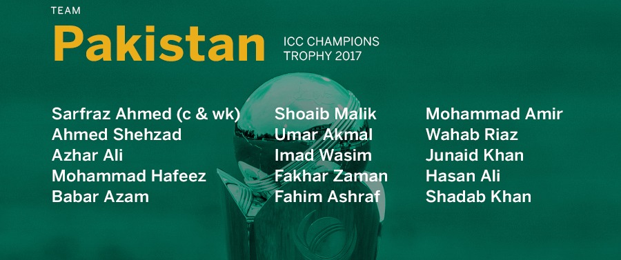 Pakistan's Champions Trophy Squad-2017