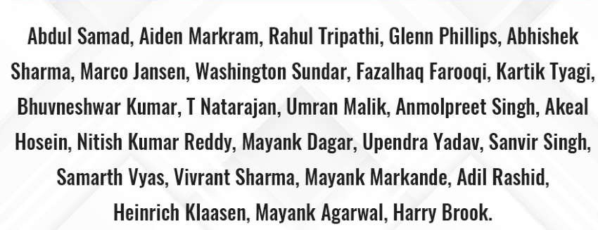 Sunrisers Hyderabad IPL Squad 2023