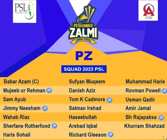 New Peshawar Zalmi PSL Squad 2023
