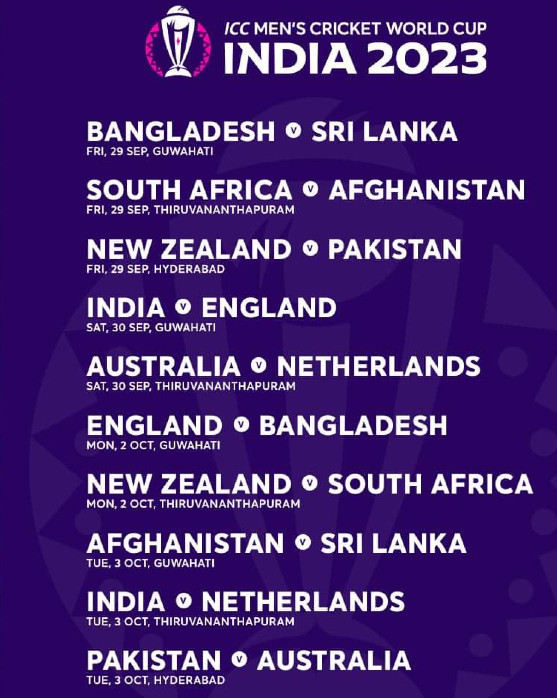 List Of ICC Men s ODI World Cup Warm Up Fixtures 2023 ICC Men s World